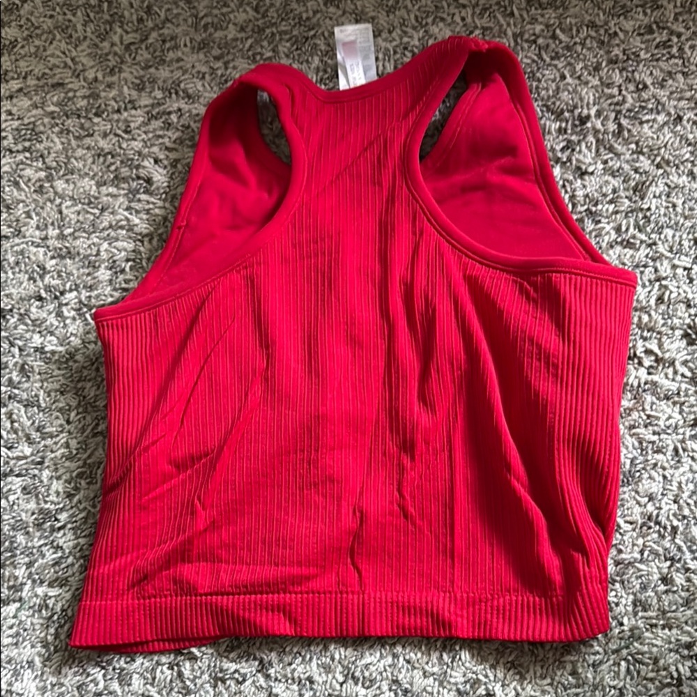Red Ribbed Tank Top - Picture 2 of 2